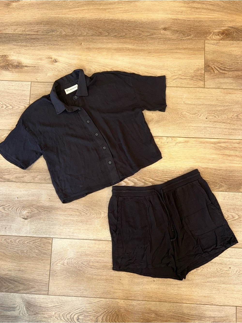 No Boundaries Black Women's Athletic Lounge Casual Shorts Set med